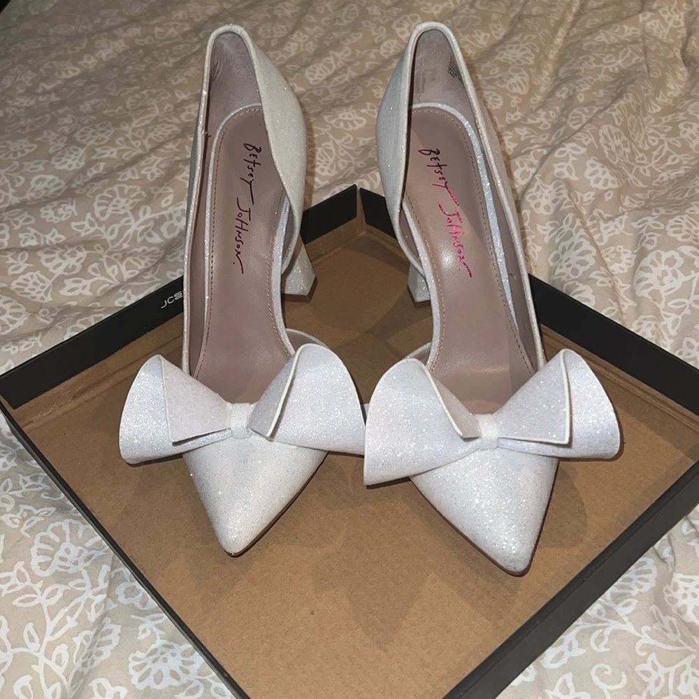 Betsey Johnson white heels